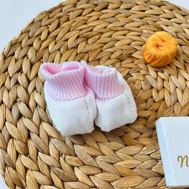 Babbucce 100% Cotone Bianco Bebe' Margo'