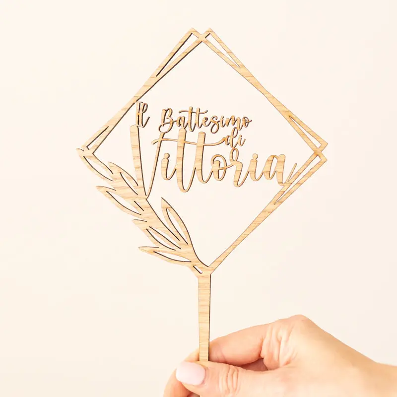 Cake Topper Battesimo Personalizzato Squadrato