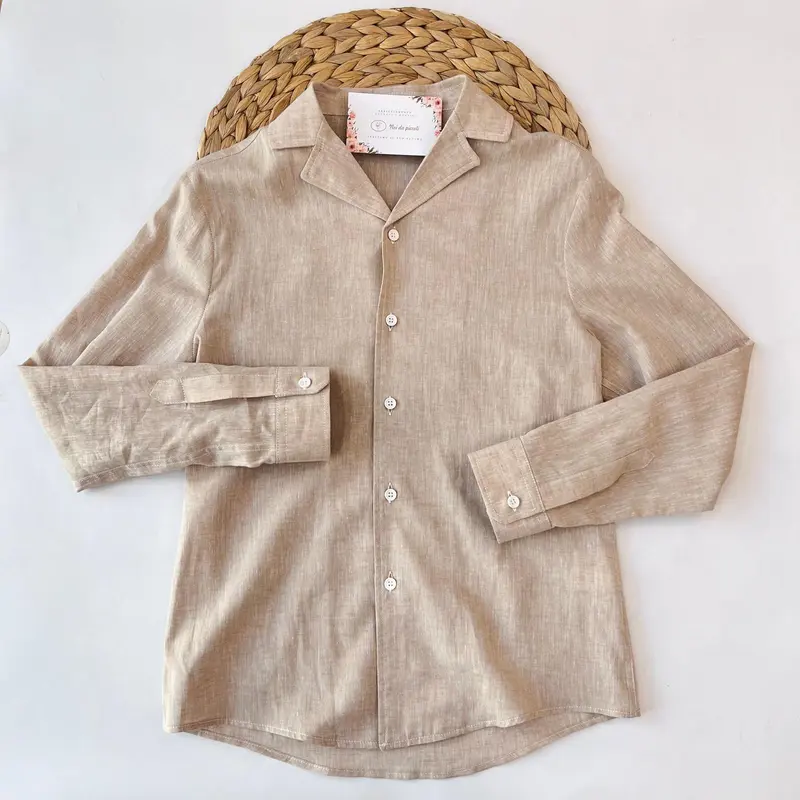 Camicia Cotone e Lino Beige Damper Dan