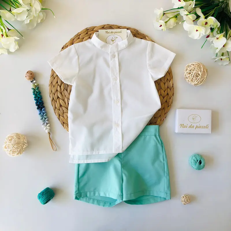 Camicina Bianca con Short Menta Sardon