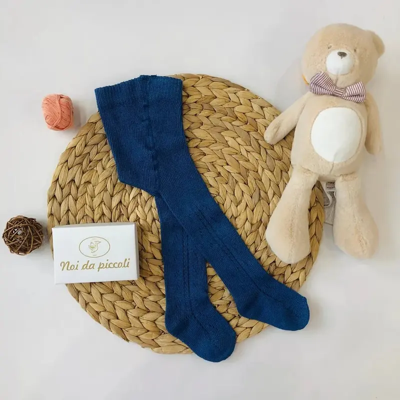 Collant Traforato Caldo Cotone Blu Pappa E Latte