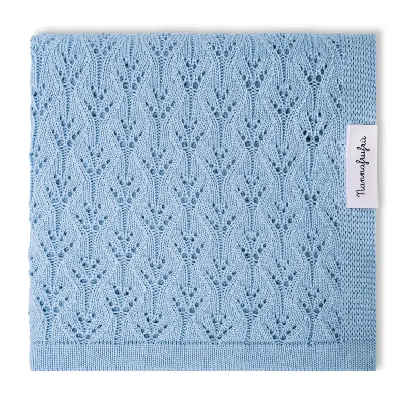 Coperta Traforata Bamboo e cotone Azzurra