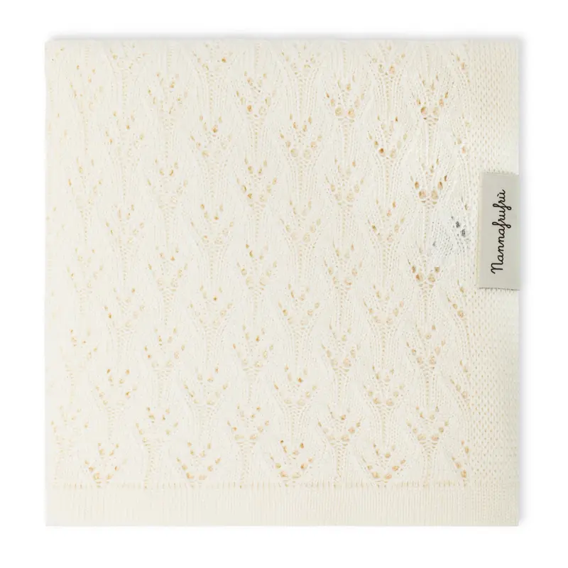 Coperta Traforata bamboo e cotone Ecrù