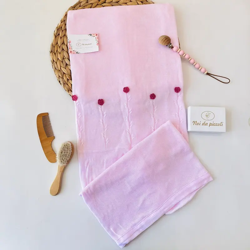 Copertina 100% Cotone Rosa Bebe' Margo'