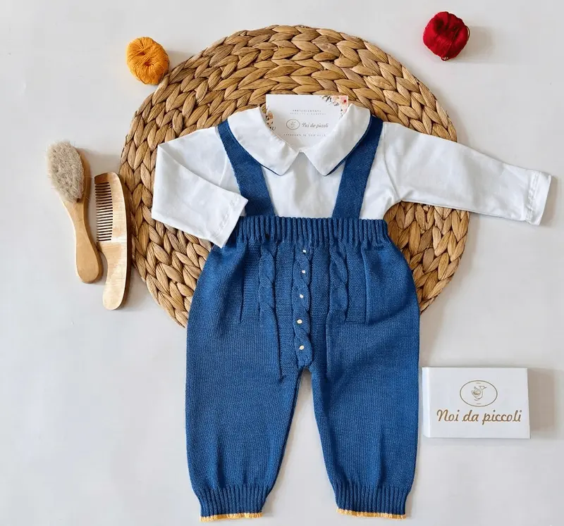 Salopette 100% Cotone Blu Bebe' Margo'