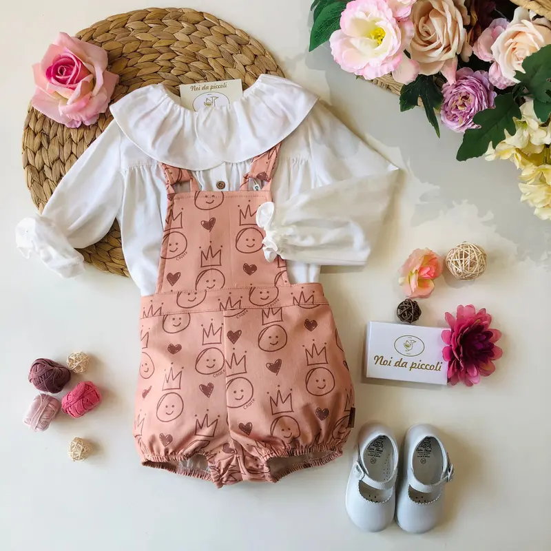 Salopette+Camicina Emoij Rosa