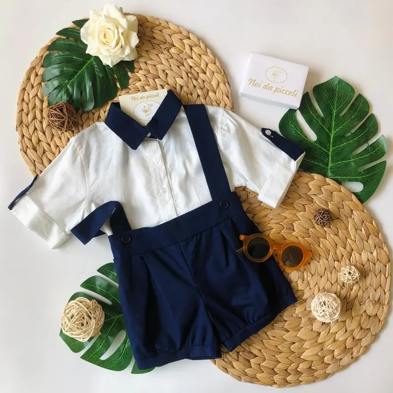 Salopette con Camicina Blu Notte